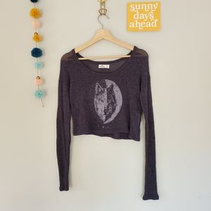 🍃LAST CHANCE🍃 Hollister Wolf Crop Longsleeve